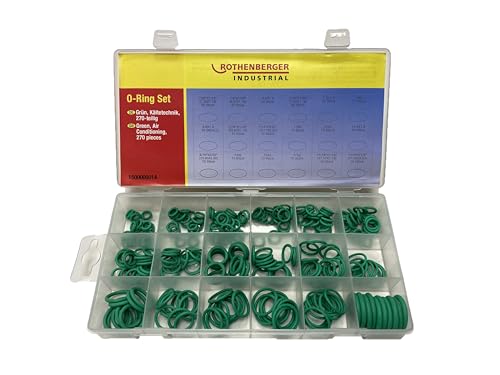 ROTHENBERGER Industrial 270 Stück O-Ring Sortiment Kit 18 Größen Gummi Dichtungen Ringe Dichtungsringe Set für Kälte- und Klimatechnick in KFZ-, Industrie- und Hausbereich (Grün) 1500005014 von Rothenberger