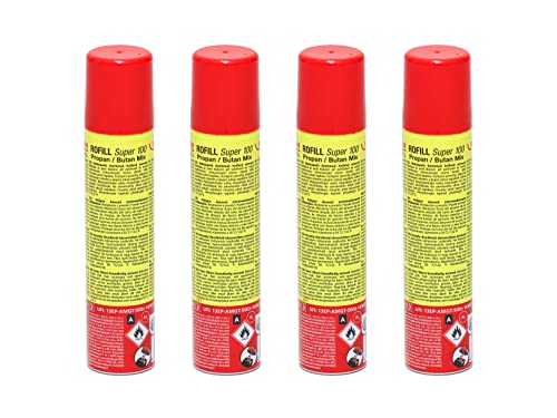 ROTHENBERGER Industrial 4x Nachfüllgas 100 ml | Feuerzeuggas | Gaskartusche | Universalgas | hoher Reinheitsgrad | für Feuerzeuge Gasbrenner zum wieder befüllen inkl. 5 Adapter | 35840 von Rothenberger