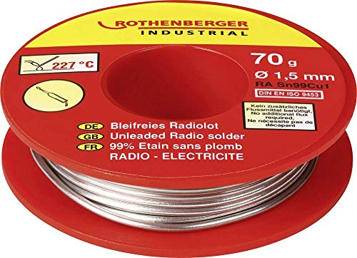 ROTHENBERGER Industrial Bleifreies Radiolot 70g für elektronische Bauteile, silber, 1000002351 von Rothenberger