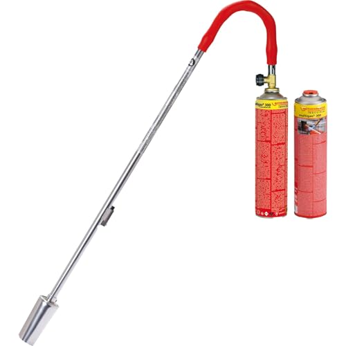 ROTHENBERGER Industrial Breitstrahlbrenner Turbo Plus inkl. 2 Multigas Kartuschen (je 600 ml) mit breiter Flamme für den Garten als Unkrautvernichter | Unkrautbrenner | Gasbrenner | Abflammgerät Piezo von Rothenberger
