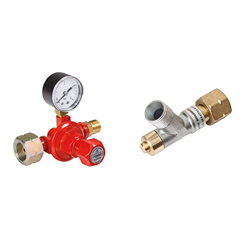 ROTHENBERGER Industrial Propan-Konstantregler mit Manometer stufenlos regelbar 0,5-4 bar, 032100E & Propan-Schlauchbruchsicherung - 1,5 bar - 035925E von Rothenberger