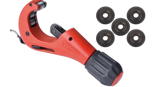ROTHENBERGER Industrial Tube Cutter 42 Teleskop-Rohrabschneider inkl. 6x Ersatzschneidrad (1x im Griff) | Ø 3 mm - 42 mm (1/8" - 1 5/8") | Rohrtrenner | Rohrschneider Kupfer Messing Aluminium von Rothenberger