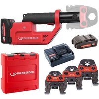 ROTHENBERGER ROMAX Compact 3 inkl. 2 Akkus 2,0 Ah, Schnellladegerät, System-Box und Pressbacken V 15, 18, 22 (SV) von Rothenberger