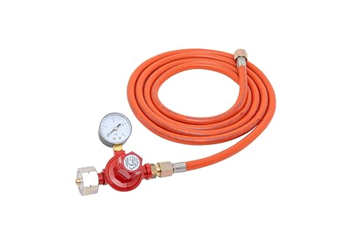 Rothenberger Industrial Set Propanregler mit Manometer 0,5-4 bar mit Propangasschlauchleitung 2,5m für Anwärmbrenner, Abflammgeräte mit 3/8“ Anschluss, 5- & 11kg-Flaschen von Rothenberger