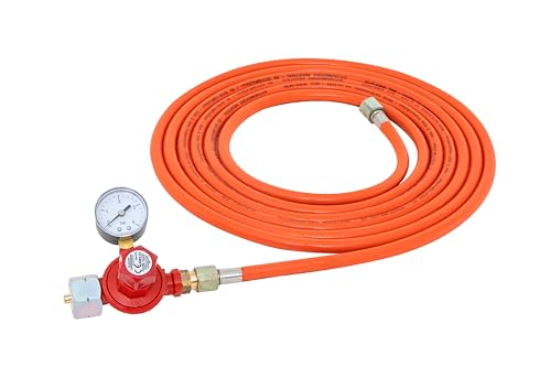 Rothenberger Industrial Set Propanregler mit Manometer 0,5-4 bar mit Propangasschlauchleitung 5m für Anwärmbrenner, Abflammgeräte mit 3/8“ Anschluss, 5- & 11kg-Flaschen von Rothenberger