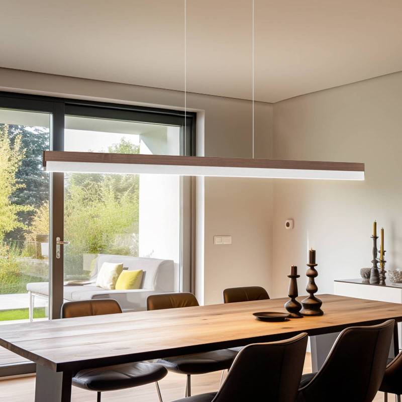 Quitani LED-Hängelampe Keijo, nickel/nuss, 143 cm von Quitani