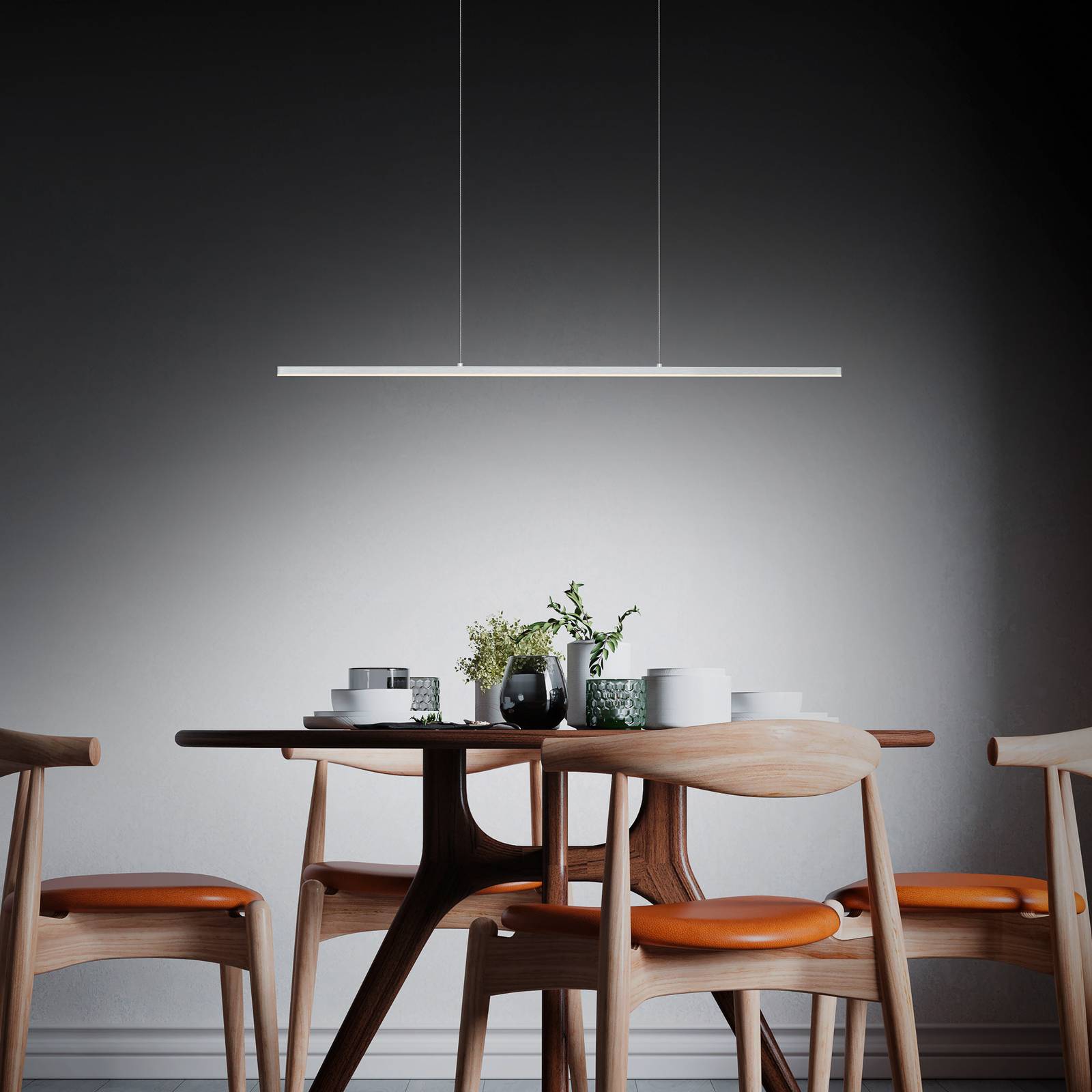 Quitani LED-Pendelleuchte Margita, Länge 88 cm, silber von quitani