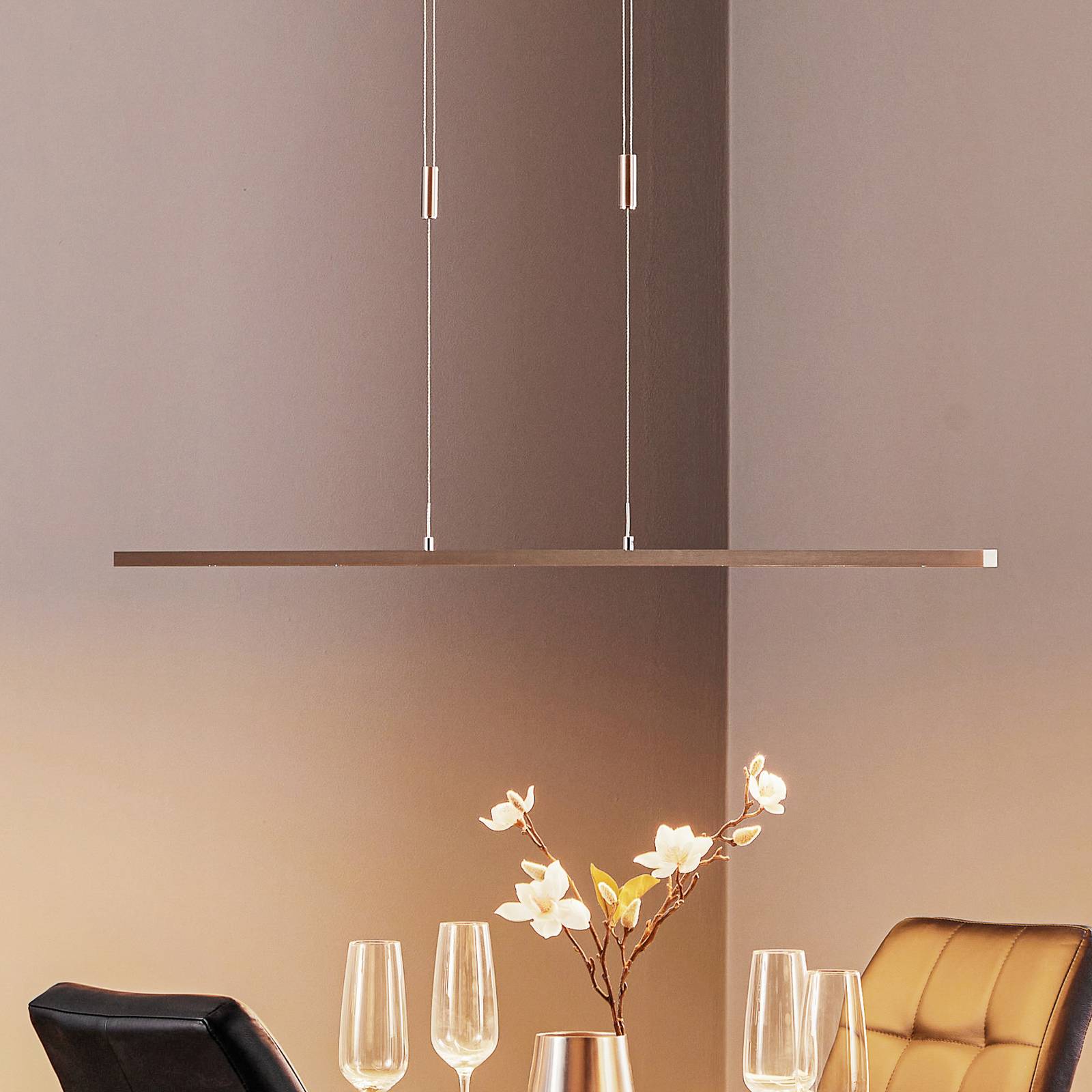 Quitani LED-Pendelleuchte Tolu, nickel, Länge 138 cm von quitani