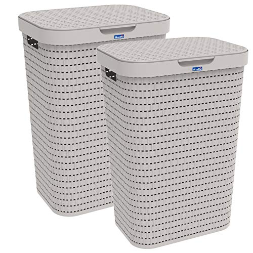 Rotho 2er-Set Wäschesammler 55l mit Deckel, Kunststoff, beige Rotho 2er-Set Wäschesammler 55l mit Deckel, Kunststoff, beige von Rotho