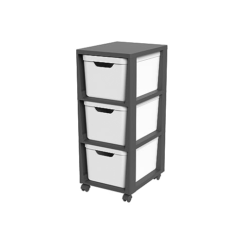 Jive Rollcontainer mit 3 Schubladen, Kunststoff (PP) BPA-frei, weiss, 3 x 16l (37.9 x 30.4 x 32.9 cm) von Rotho