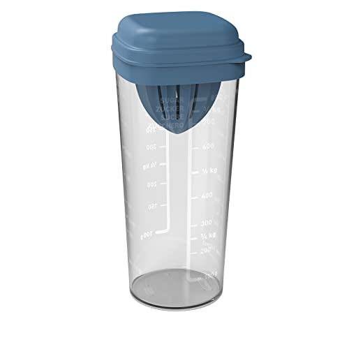 Rotho 1043206161 Loft Shaker mit verschiedenen Aufsätze und Skala, lebensmittelechter Kunststoff (PP) BPA-frei, blau/transparent, 1l von Rotho