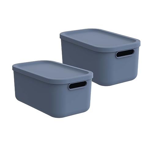 Rotho Albula light 2er-Set Aufbewahrungsbox 12l mit Deckel, Kunststoff, blau (Blau) Rotho Albula light 2er-Set Aufbewahrungsbox 12l mit Deckel, Kunststoff, blau (Blau) von Rotho