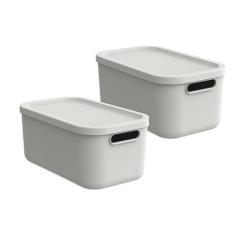 Rotho Albula light 2er-Set Aufbewahrungsbox 12l mit Deckel, Kunststoff, blau (Weiss) von Rotho