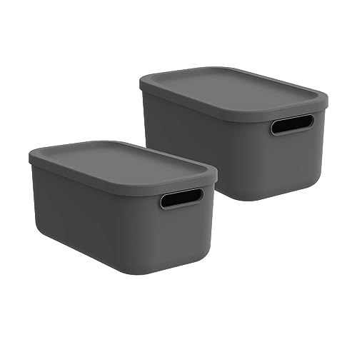 Rotho Albula light 2er-Set Aufbewahrungsbox 12l mit Deckel, Kunststoff, anthrazit Rotho Albula light 2er-Set Aufbewahrungsbox 12l mit Deckel, Kunststoff, anthrazit von Rotho