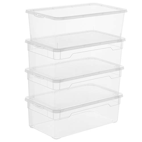 Rotho Clear 4er-Set Aufbewahrungsbox 5l mit Deckel, Kunststoff (PP) BPA-frei, transparent, 4 x 5l (33.0 x 19.0 x 11.0 cm) von Rotho