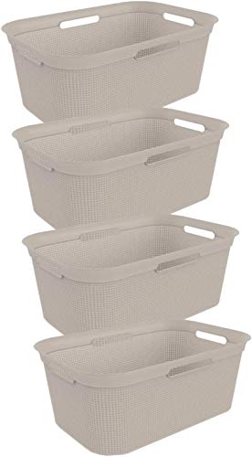 Rotho Brisen 4er-Set Wäschekorb 40l, Kunststoff (PP) BPA-frei, beige, 4 x 40l (59.6 x 39.6 x 23.2 cm) von Rotho