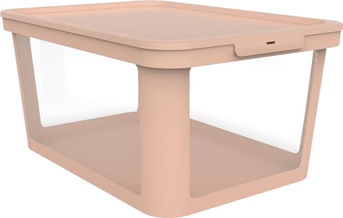 Rotho Albris Aufbewahrungsbox 45l mit Deckel, Kunststoff (PP recycelt), rosa/transparent, 45l (57.0 x 39.2 x 27.0 cm) von Rotho