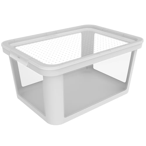 Rotho Albris Aufbewahrungsbox 45l mit Deckel, Kunststoff (PP recycelt), weiss/transparent, 45l (57.0 x 39.2 x 27.0 cm) von Rotho