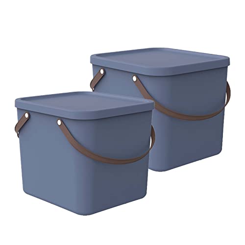 Rotho Albula 2er-Set Aufbewahrungsbox 40l mit Deckel, Kunststoff (PP recycelt), blau, 40l (40.0 x 40.0 x 34.0 cm) von Rotho