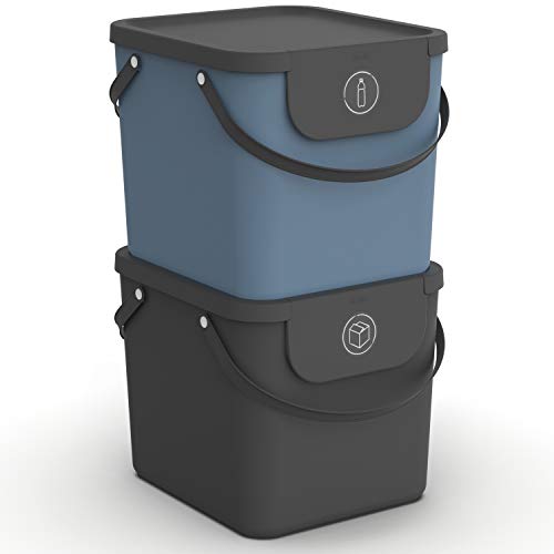 Rotho Albula 2er-Set Mülltrennungssystem 40l für die Küche, Kunststoff (PP) BPA-frei, bunt von Rotho