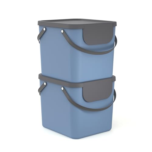 Rotho Albula 2er-Set Mülltrennungssystem 40l für die Küche, Kunststoff (PP) BPA-frei von Rotho