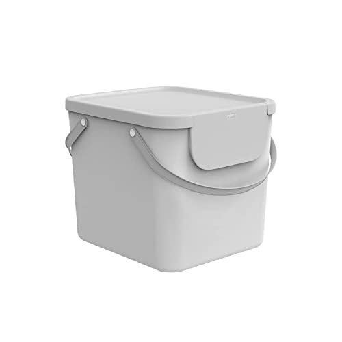 Rotho Albula Abfallbehälter 50l mit Deckel, als Schwing- oder Klappdeckel verwendbar, Kunststoff (PP recycelt), weiss, 40l (40.0 x 35.8 x 34.0 cm), Nicht zutreffend von Rotho