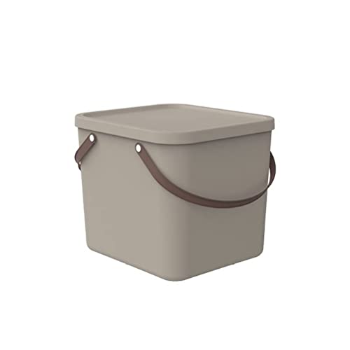 Rotho Albula Aufbewahrungsbox 40l mit Deckel, Kunststoff (PP recycelt), cappuccino, 40l (40.0 x 40.0 x 34.0 cm) von Rotho