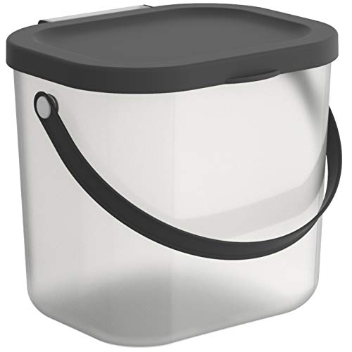 Rotho Albula Aufbewahrungsbox 6l mit Deckel, Kunststoff (PP recycelt), transparent/anthrazit, 6l (23.5 x 20.0 x 20.8 cm) von Rotho