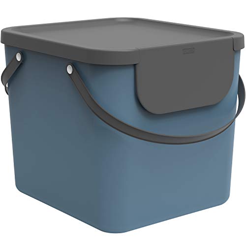 Rotho Albula Mülltrennungssystem 40l für die Küche, Kunststoff (PP), blau/anthrazit von Rotho