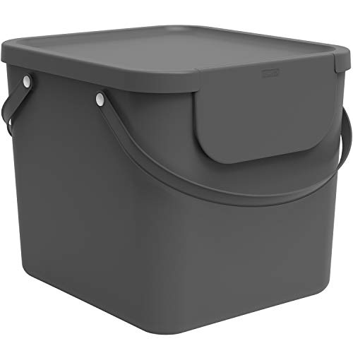 Rotho Albula Mülltrennungssystem 40l für die Küche, Kunststoff (PP) BPA-frei, anthrazit, 40l (40.0 x 35.8 x 34.0 cm) von Rotho