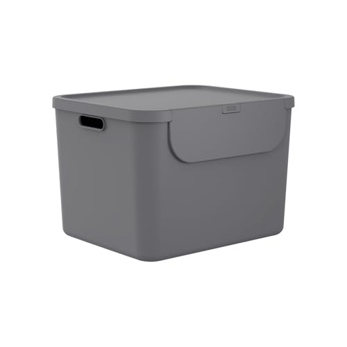 Rotho Albula Mülltrennungssystem 55l für die Küche, Kunststoff (PP) BPA-frei, anthrazit, 55l (52.3 x 40.5 x 34.0 cm) von Rotho