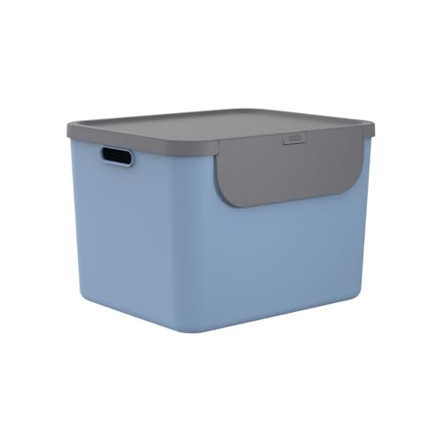 Rotho Albula Mülltrennungssystem 55l für die Küche, Kunststoff (PP) BPA-frei, blau, 55l (52.3 x 40.5 x 34.0 cm) von Rotho