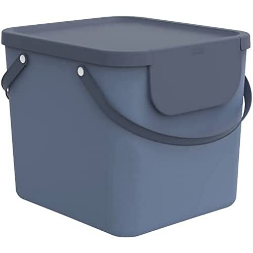 Rotho Albula Wäschesammler 40l mit Deckel, Kunststoff (PP recycelt), blau, 40l (40.0 x 35.8 x 34.0 cm) von Rotho