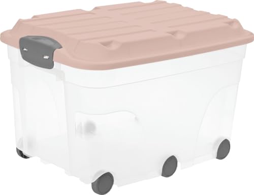 Rotho Aufbewahrungsbox Roller 6 mit Rollen und Deckel 57 L linnea pink Aufbewahrungsbox von Rotho