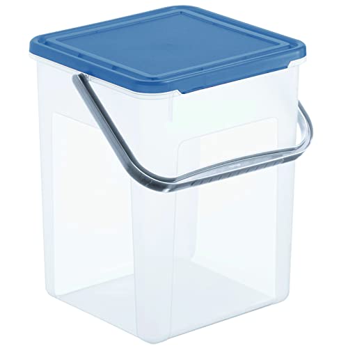 Rotho Basic Aufbewahrungsbox 9l mit Deckel und Henkel, Kunststoff (PP) BPA-frei, transparent/blau, 5kg/9l (23.0 x 22.5 x 27.0 cm) von Rotho