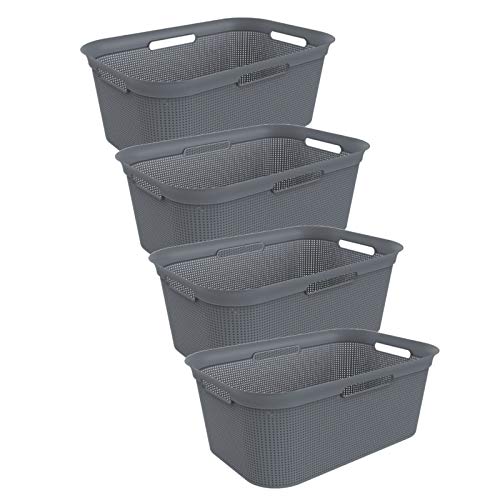 Rotho Brisen 4er-Set Wäschekorb 40l, Kunststoff (PP) BPA-frei , anthrazit, von Rotho