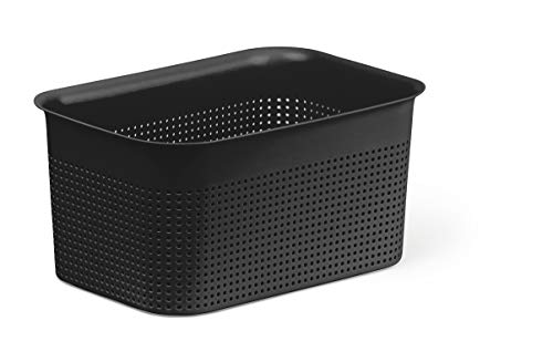 Rotho Brisen Aufbewahrungsbox 4,5 l mit Lochmuster, Kunststoff (PP), schwarz, 4,5 Liter (26,2 x 18 x 13 cm) von Rotho