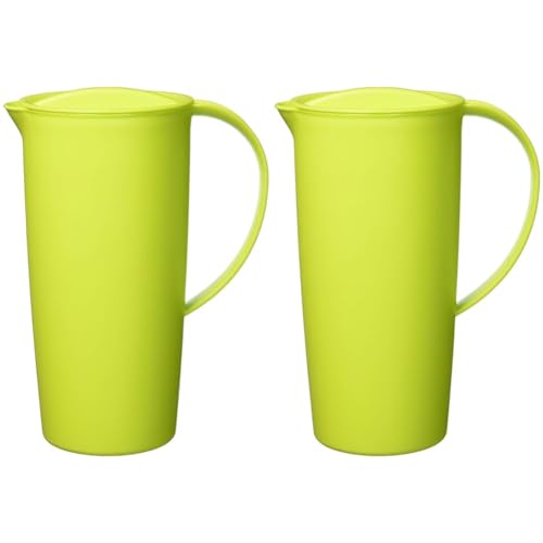 Rotho Caruba Krug 1.2l mit Deckel und Ausguss, Kunststoff (PP) BPA-frei, grün, 1,2l (16,0 x 10,5 x 22,0 cm) (Packung mit 2) von Rotho