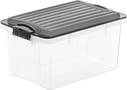 Rotho Compact Aufbewahrungsbox 4.5l mit Deckel, Kunststoff (PP) BPA-frei, grau/transparent, A5/4.5l (27.0 x 18.5 x 15.0 cm) von Rotho