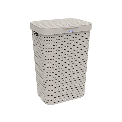 Rotho Country Wäschesammler 55l mit Deckel, Kunststoff (PP) BPA-frei, cappuccino, 55l (42.0 x 32.2 x 57.7 cm) von Rotho