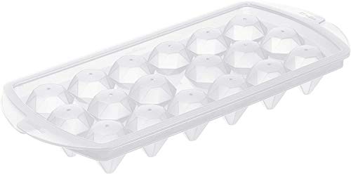 Rotho Diamond Eiswürfelform für 18 Eiswürfel in Diamantenform mit Deckel, Kunststoff (PP) BPA-frei, transparent, 23,6 x 12,2 x 3,5 cm von Rotho