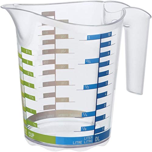 Rotho Domino Messbecher 1l mit Skala, Kunststoff (PP) BPA-frei, transparent, 1l (18,5 x 12,4 x 15,7 cm) von Rotho