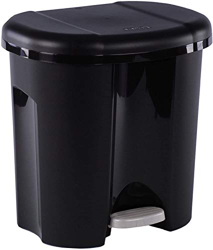 Rotho Duo Mülleimer 2x 10l zur Mülltrennung mit Deckel, Kunststoff (PP recycelt) BPA-frei, schwarz, 2 x 10l (39.0 x 32.0 x 40.5 cm) von Rotho