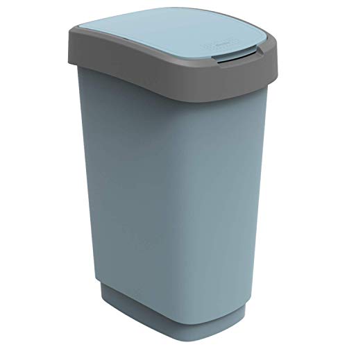 Rotho Twist Mülleimer 50l mit Deckel, Kunststoff (PP recycelt) BPA-frei, blau, 50l (40.1 x 29.8 x 60.2 cm) von Rotho