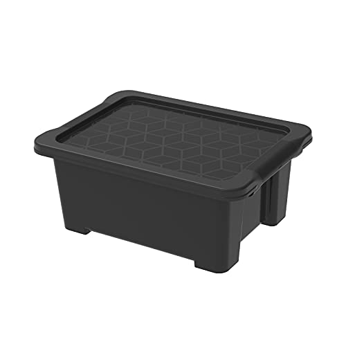Rotho Evo Easy Aufbewahrungsbox 11l mit Deckel, Kunststoff (PP recycelt), schwarz, 11l (39.0 x 28.0 x 16.0 cm) von Rotho