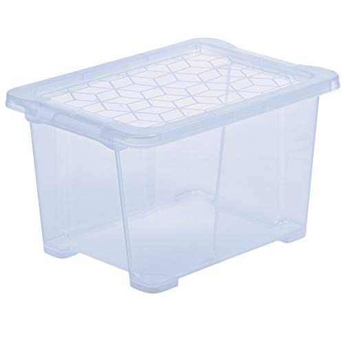 Rotho Evo Easy Aufbewahrungsbox 15l mit Deckel, lebensmittelechter Kunststoff (PP) BPA-frei, blau/transparent, 15l (39.0 x 28.0 x 23.0 cm) von Rotho
