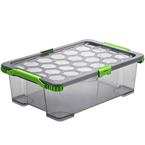 Rotho Evo Total Protection Aufbewahrungsbox 30l mit Deckel, lebensmittelechter Kunststoff (PP) BPA-frei, anthrazit/transparent, 30l (59.0 x 39.5 x 18.5 cm) von Rotho