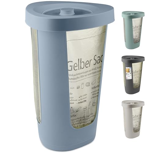 Rotho Fabu Müllsackständer gelber Sack mit Deckel, Kunststoff (PP recycelt), blau, (40.0 x 40.0 x 62.1 cm) von Rotho