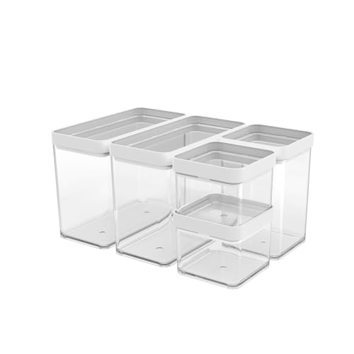 Rotho Fera 5er-Set Vorratsdosen mit Deckel verschiedene Größen, lebensmittelechter Kunststoff (PP) BPA-frei, 2 x 2.1l, 1 x 1.0l, 2 x 0.5l von Rotho