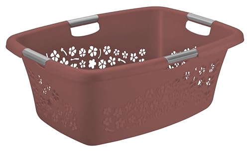 Rotho Flowers Wäschekorb 50l mit 4 Griffen, Kunststoff (PP) BPA-frei, ROT, 50l (65.1 x 48.6 x 26.2 cm) von Rotho